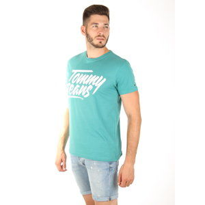 Tommy Hilfiger pánské tyrkysové tričko - L (422)
